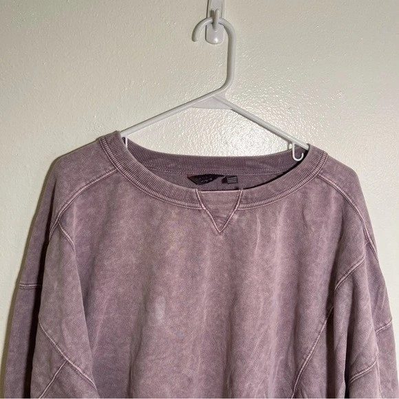 Danskin Women’s Size XL Oversized Sweatshirt Purple Mineral Wash Boatneck Cotton - Image 2 of 4