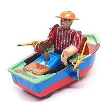 Fantastic & Co Appx 13cm Long Tin Plate 24815 - Wind-Up Rowing Boat