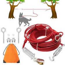 Dog Tie Out Cable - 100 Ft Long Dog Cable with 10 Ft Run Cable for Yard Training