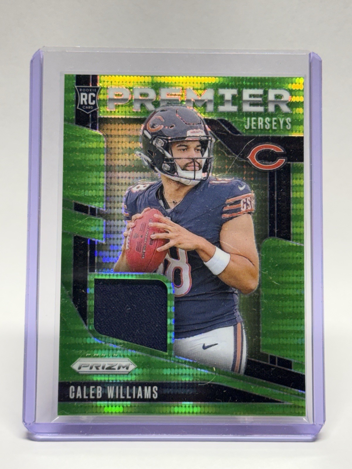 2024 Panini Prizm Premier Jerseys Caleb Williams #PJ-CWS Neon Green Pulsar Prizm
