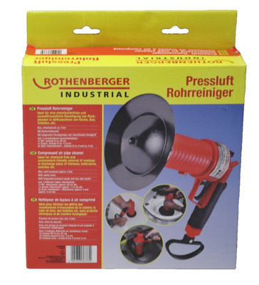 Rothenberger Industrial Pressluft Rohrreiniger inkl. 4 Gummiadapter, Rohr frei