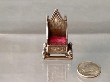 Antique Sterling Miniature Pin Cushion Coronation Throne Signed Levi & Salaman