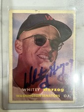 Whitey Herzog Autographed 1957 Topps Rookie Card Signed #29. rookie card picture