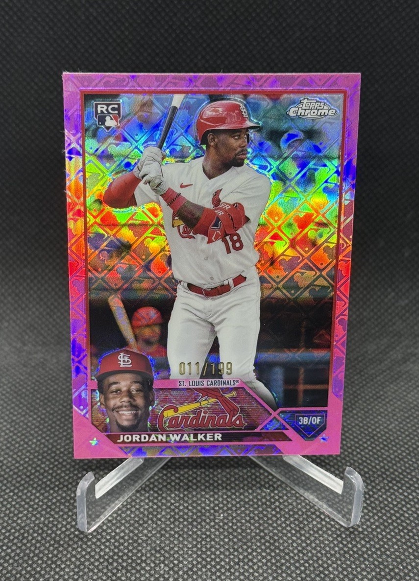 2023 Topps Chrome Jordan Walker RC #209 Pink Refractor Logofractor #'ed 011/ 199