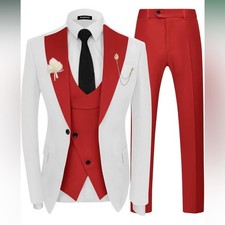 3 Piece Mens Tuxedo Suit Slim Fit Tuxedo for Men Double Breasted Wedding Prom XS