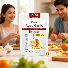 Elare Aged Garlic Extract, 300 Softgels, 7500mg Odorless - Heart  Immune pack 1
