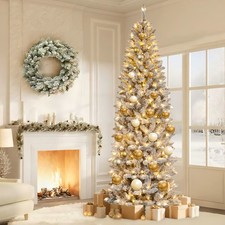 12/9/6 ft Pre-Lit Slim Pencil Artificial Christmas Tree w/ LED Lights  Stand