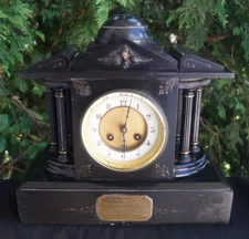 Antique C 1912 French Slate Japy Freres Mantle Clock - HISTORIC - MUST READ