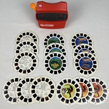 Vintage Tyco Toys View-Master Red Viewer Orange Lever 3D Lot With 15 Reels