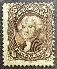 US 1863 Scott #76 Used 5c Jefferson Stamp