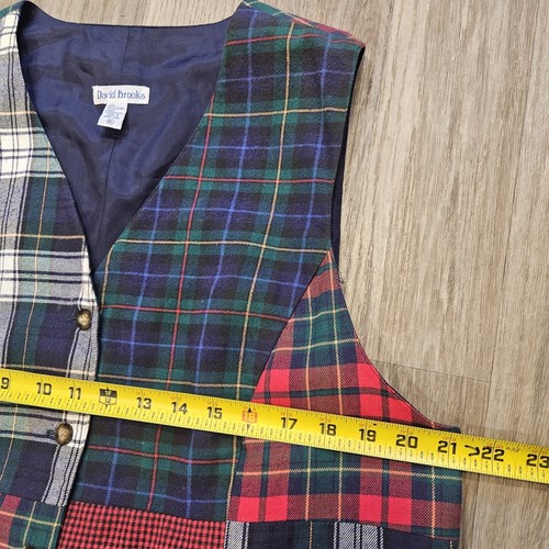 Chaleco De Colección A Cuadros Patchwork Para Hombres XL Rojo Verde Vacaciones Preppy Años 90 Retro Bloque de Color - Imagen 7 de 8