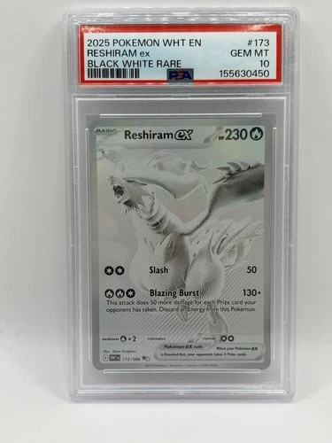 PSA 10 Reshiram EX 173/086 WHT EN - White Flare Black White Rare Secret💎💎