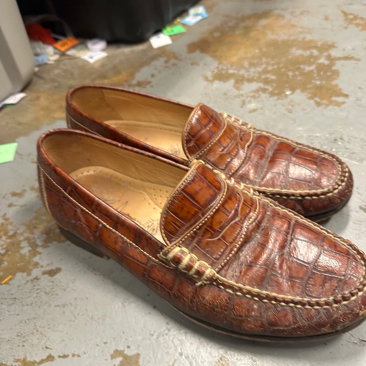 Johnston & Murphy Men’s Leather Loafers – Tan & Brown Two-Tone – Size 12M Johnston & Murphy Moccasin Brown Casual Shoes for Men for  main image 4