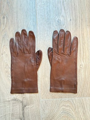 SERMONETA Gloves Damen Leder Handschuhe GENUINE LEATHER Made in Italy Cognac M