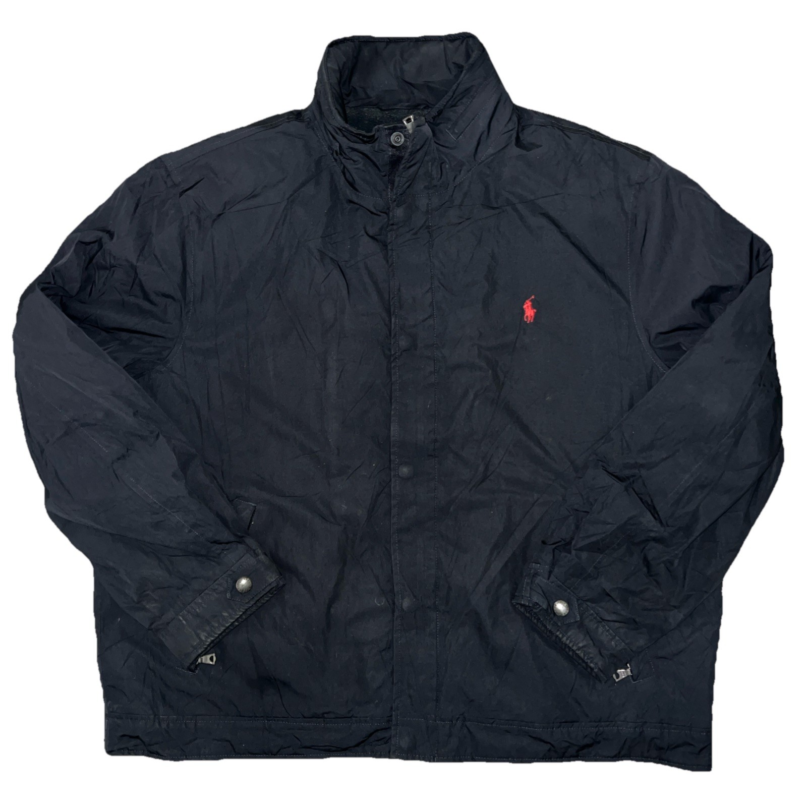 Vintage 90s Polo Ralph Lauren Black Fleece Lined Jacket Size Men’s XL Hooded