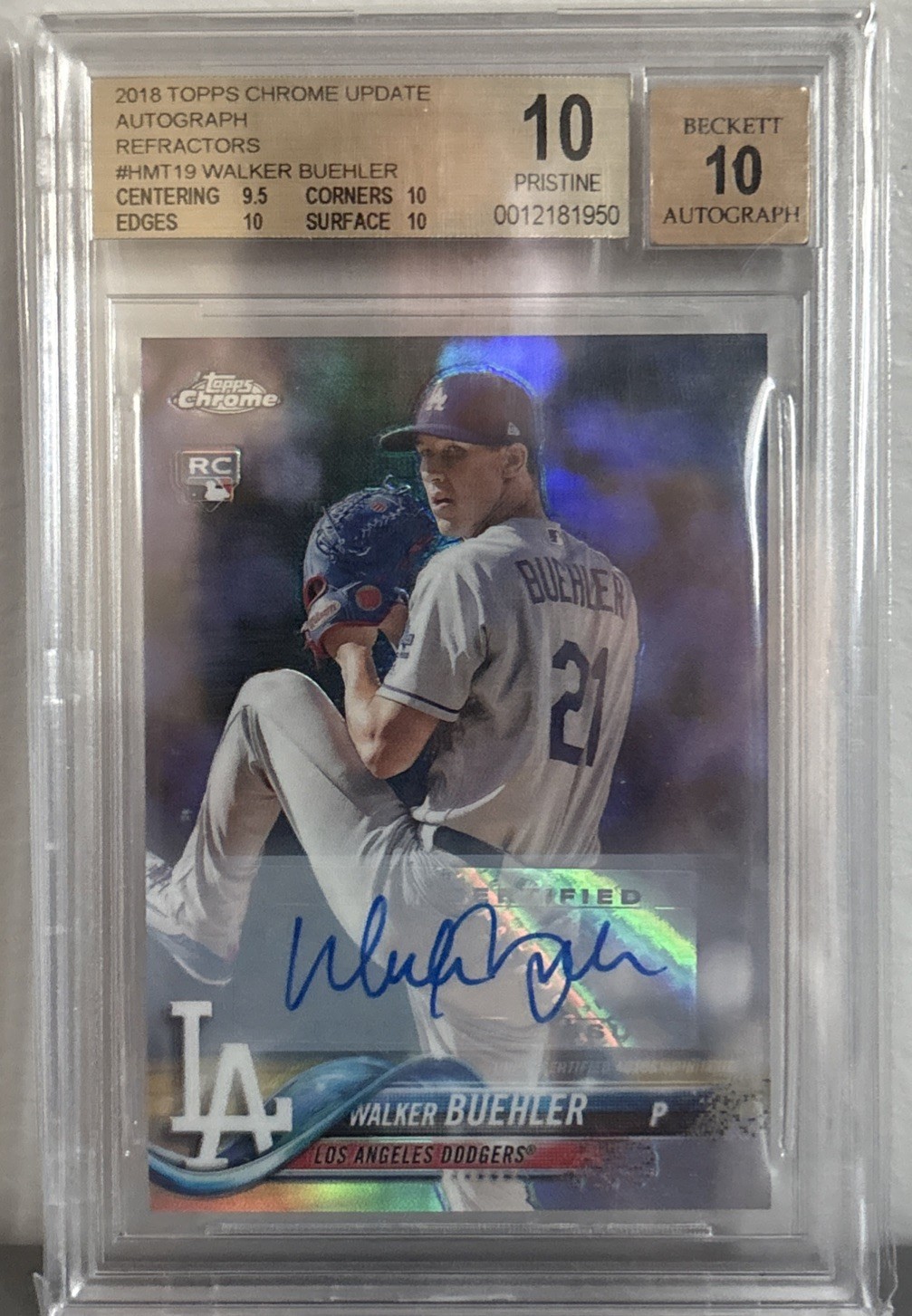 2018 Topps Chrome Update - Walker Buehler #HMT19 Refractor Autographs BGS 10