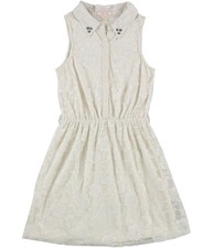 Pink Rose Womens Studded Lace Tunic Dress, white, Juniors, XS