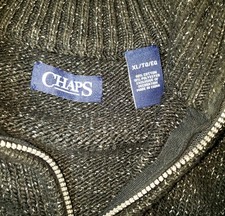 Chaps 1/4 Zip Mock Neck Knit Heavy Sweater Long Sleeve Black Mens XL