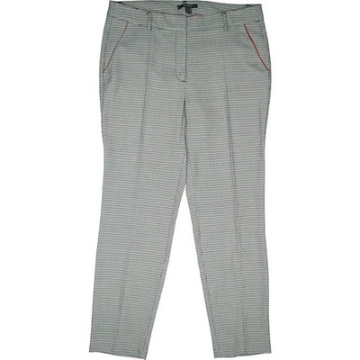 ESPRIT 40 L28 Hose bunt kariert Damen Stretch Slim high Chino Stoff W32 Business