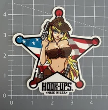 Hook Ups Sticker Rare Vintage Mad In USA Gun Sheriff   