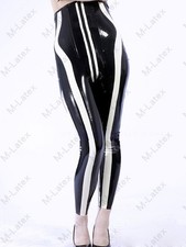 Latex Gummi Rubber crotch zip stripes Pants leggings trousers customized 1194