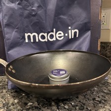 Wok 12 pollici in acciaio al carbonio blu made in