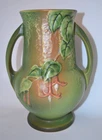 Roseville Pottery Fuchsia Bulbous Vase Green ca. 1938 #898-8" White Blooms
