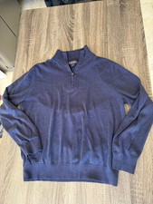 Brooks Brothers Mens Supima Cotton 1/4 Zip Pullover Sweater Medium Navy Blue