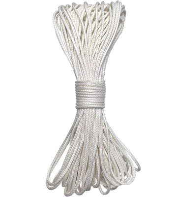 12 Strand Braided Dyneema Rope -3mm 700kg Fracture Strain - 3mmwhite65ft 