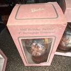 Barbie 1997 Holiday Barbie Christmas 4" Round Decoupage Ornament w/ Wooden Stand — photo 8