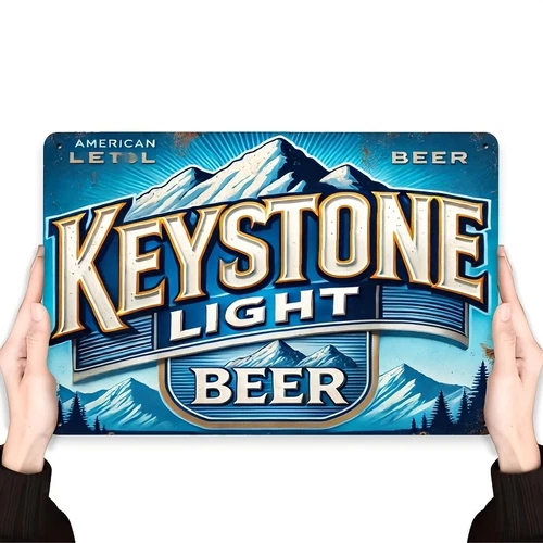 Keystone Light Beer Retro Vintage Aluminum Sign 8x12 Inch -Tin Metal Signs