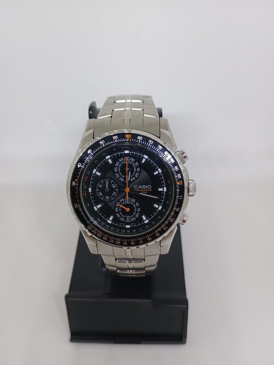 Casio MTP-4500 Men's Watch Chronograph Stainless Steel Orange Accents View 2