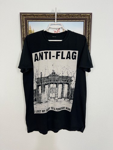 Anti Flag Over Print Band Tee Shirt Rare Foreign War Big Logo Hype Rare Size M