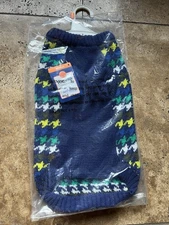 Top Paw Trendy Knit Dog Sweater Blue Multi Herringbone Medium Warm Winter