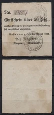 [30088] - EMERGENCY MONEY RASTENBURG (today: Ketrzyn), Magistrate, 50 Pf, 24.08.1914, The