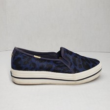 Keds x Kate Spade New York Triple Decker Sneakers 7 Blue Leopard Slip-on Calf