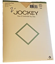 NOS Jockey Day Sheer Comfortable Control Top Reinforced Toe Pantyhose Medium Nud