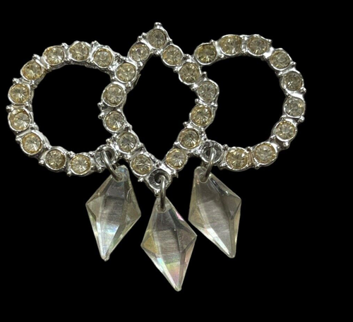 Menge 6 Vintage Klar Strass Brosche Stifte Unmarkenlos Drei Silberton Zwei Goldton - Bild 4 von 20