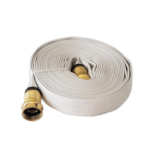 Forestry Grade Garden Thread Lay Flat Fire Hose WHITE with Quick-Strap Cord Wrap - Picture 11 of 16