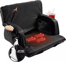 ACELETIQS  Heated Stadium Seats for Bleachers with Back Support - Black