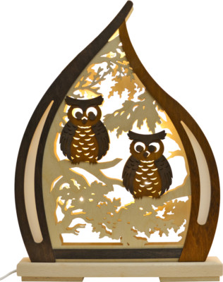 Owl lamp Erzgebirge Ratags romantic lamp wood handmade decorative light owl