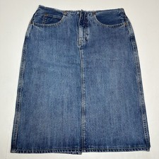 Vintage GAP Skirt Women Blue Straight Denim Y2K Light Wash Raw Hem Waist USA 6
