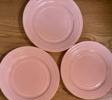 3 Depression Glass Hazel Atlas Moderntone 9" Dinner Plates Pastel Pink