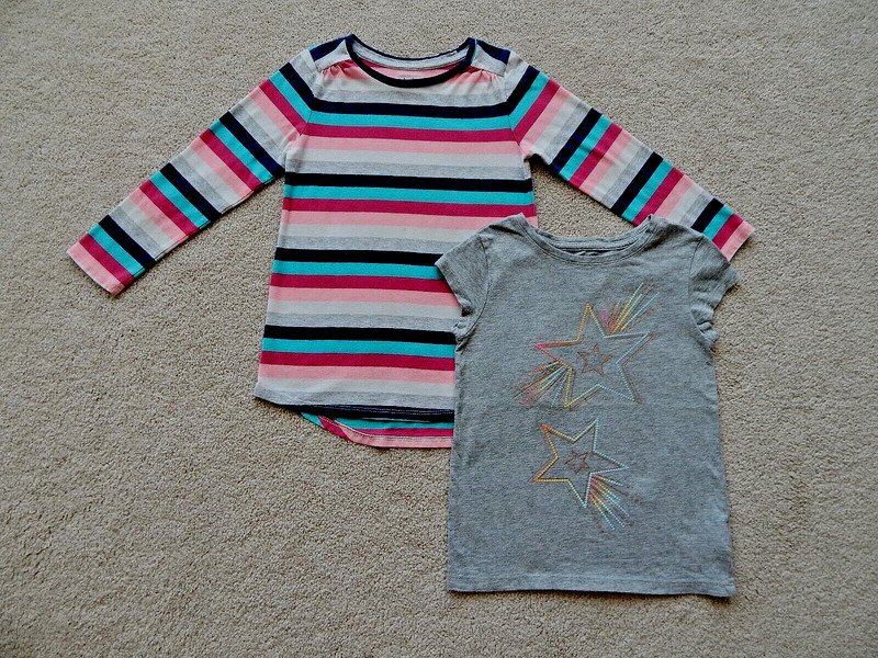 GAP GIRL TOPS (SIZE S/5) MULTI-COLOR STRIPE & GRAY W/STARS (GREAT CONDITION)