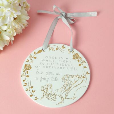 Disney Die Schöne und das Biest runde hängende Plakette Happily Ever After Märchen G