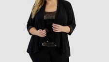 Alex Evenings Women's Black Sequin Cardigan Jacket Plus Size 2X