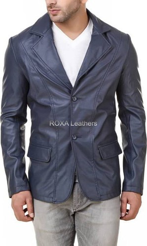 Men's Pure Navy Blue Genuine Sheepskin 