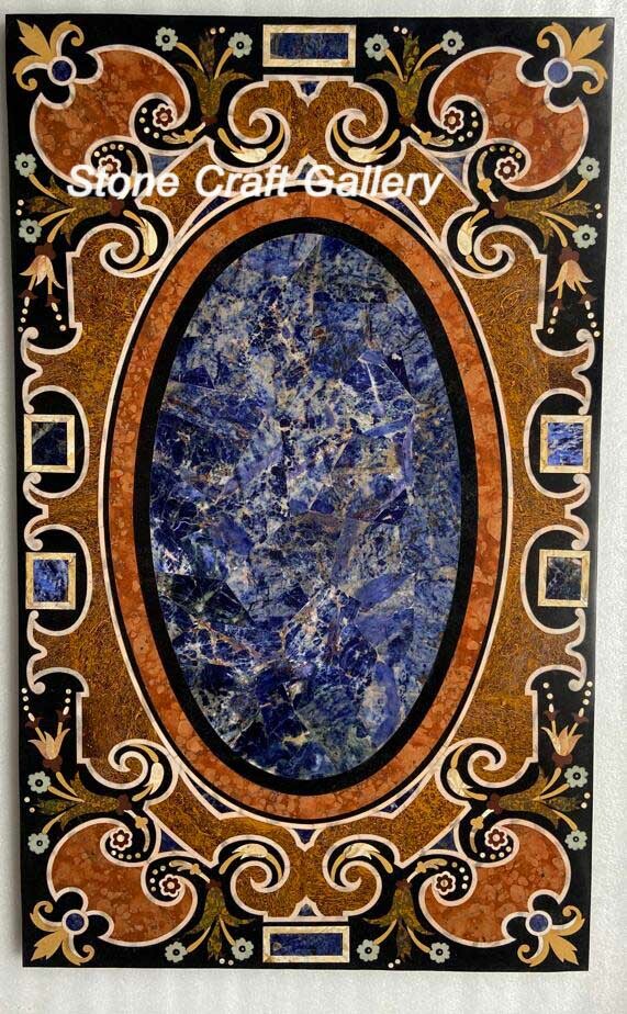 36x22 Marble Pietra Dura Handmade Table Top Craft for Home Decor
