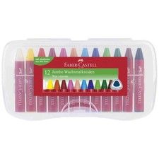FABER CASTELL Wachsmalkreiden wasserfest dreikant 12 St&uuml;ck in Kunststoffbox