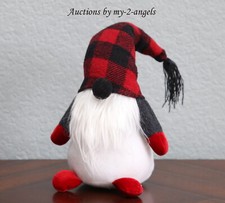 NEW Pottery Barn Plush Holiday Gnome Christmas Decor SMALL  Red Buffalo Check
